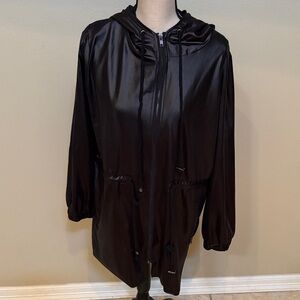 Gianni Bini Black Leather Hooded Women's Jacket